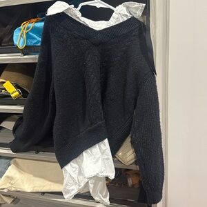 Faux two-piece shirt sweater